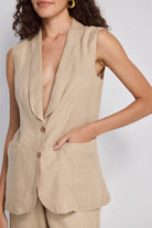 Sleeveless Hemp Jacket Closeup Shot