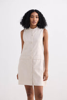 The Cotton Tweed Shift Dress in Cream Longshot