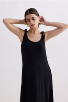 Tie-Detail Maxi Dress in Black Longshot