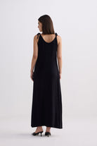 Tie-Detail Maxi Dress in Black Longshot