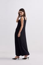 Tie-Detail Maxi Dress in Black Longshot