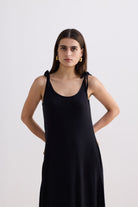 Tie-Detail Maxi Dress in Black Longshot
