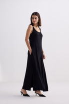 Tie-Detail Maxi Dress in Black Longshot