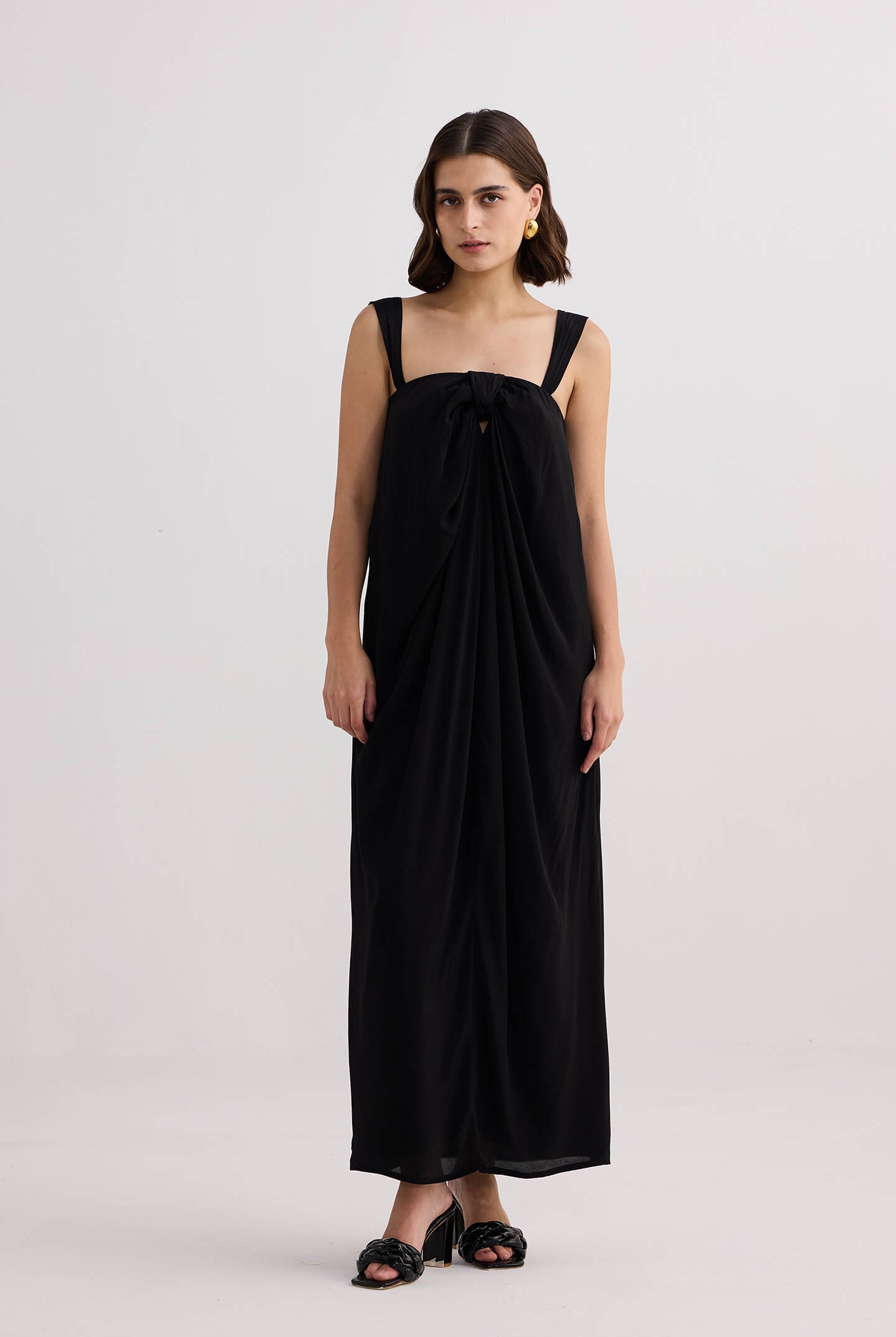 Twilight Twist Strappy Maxi Dress in Black Longshot