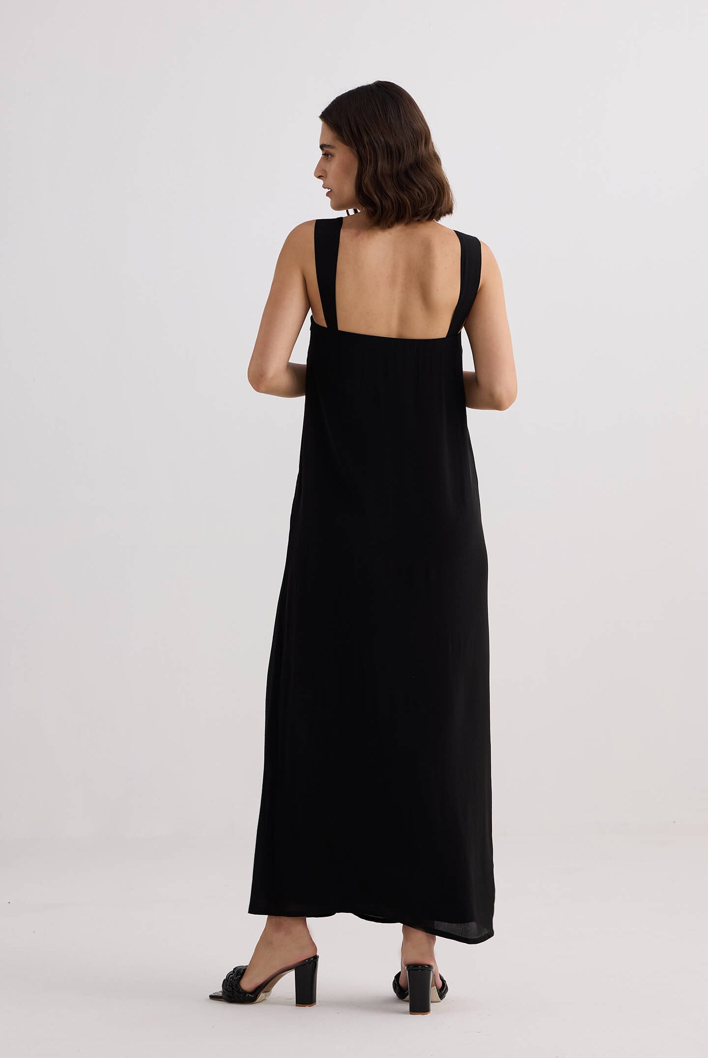 Twilight Twist Strappy Maxi Dress in Black Longshot