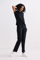 Relaxed Tee Set in Black Longshot