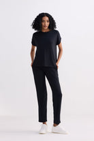Relaxed Tee Set in Black Longshot
