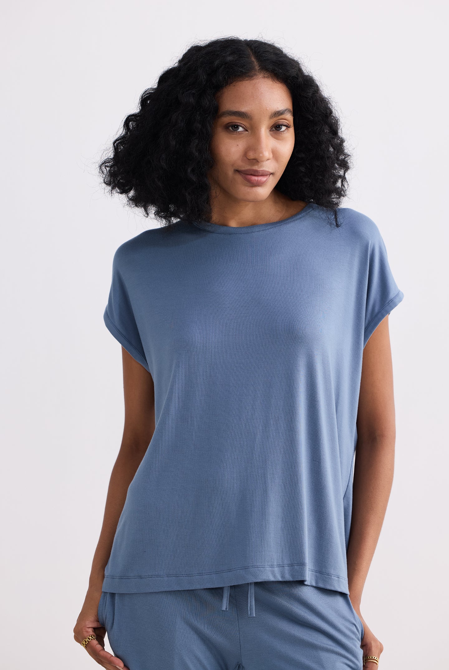 Wide Leg Pant in Blue Closeup