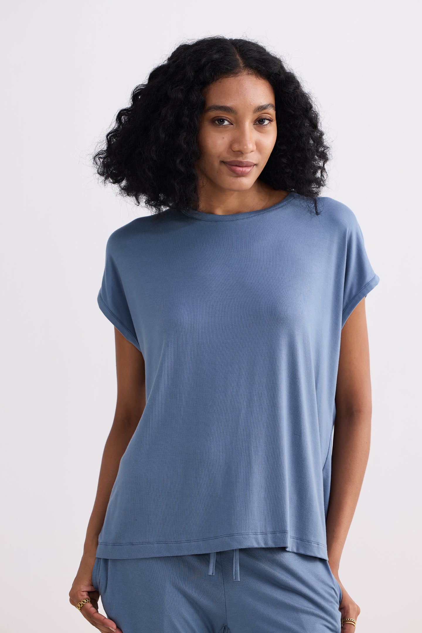 Wide Leg Pant in Blue Closeup