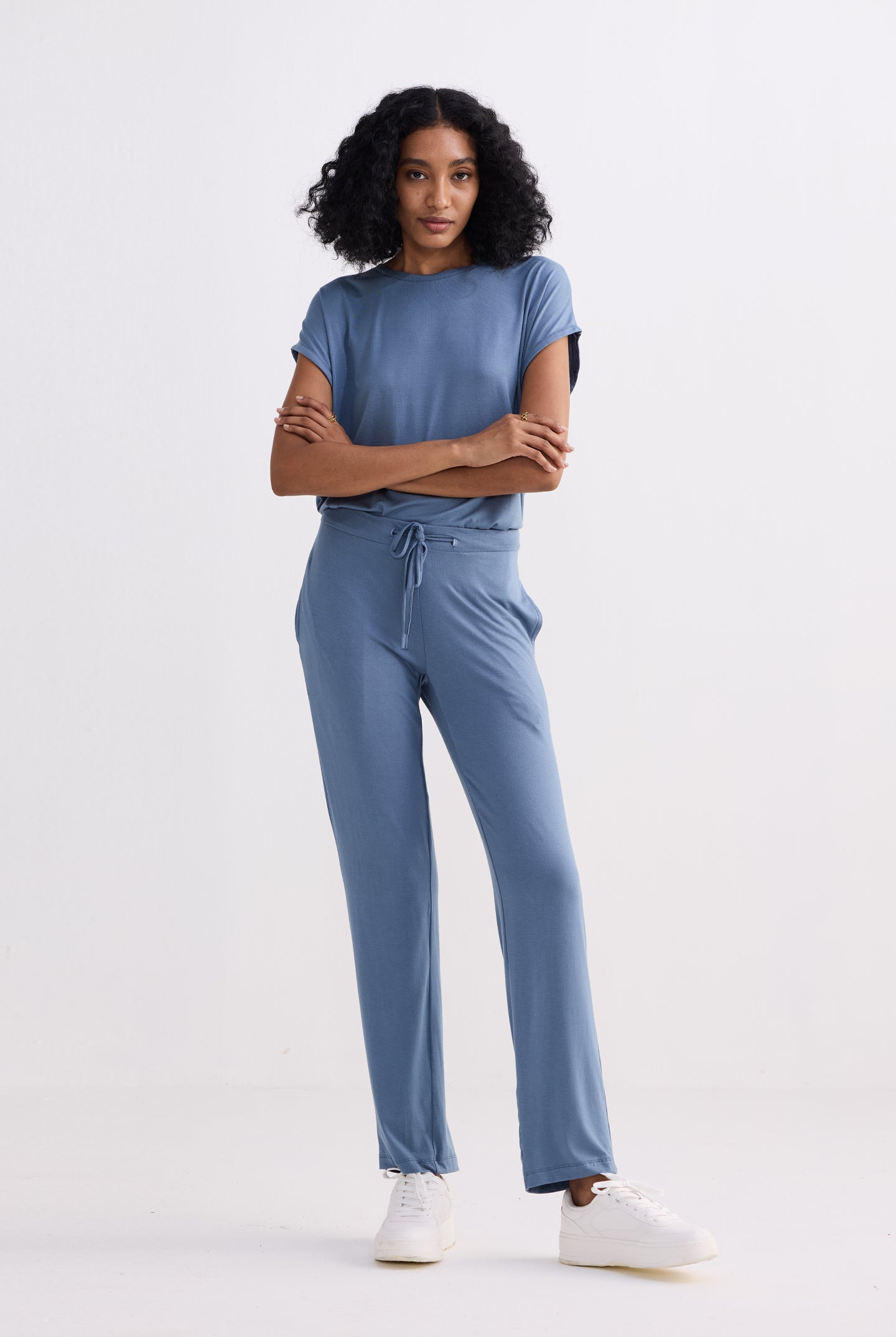 Wide Leg Pant in Blue Longshot