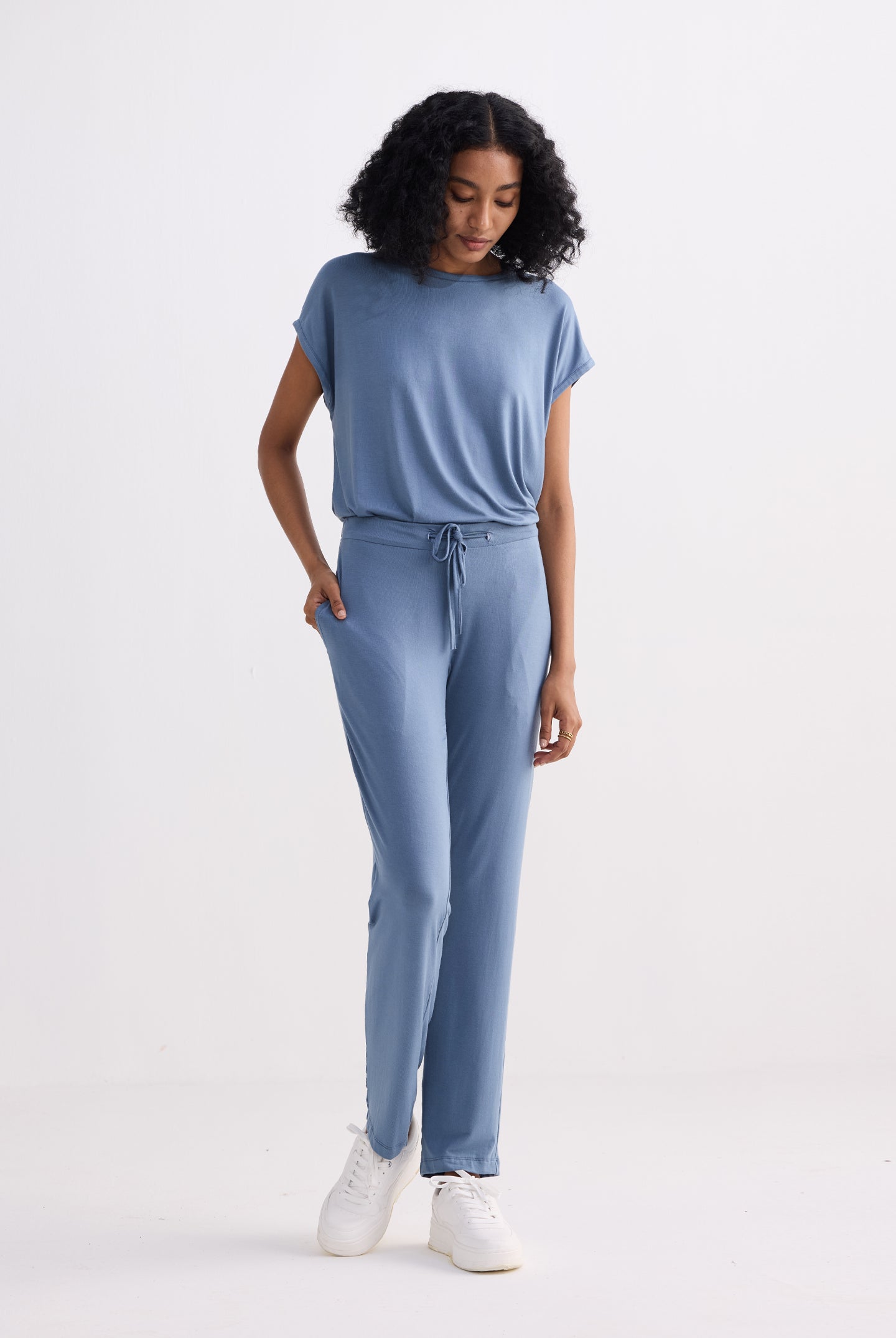 Wide Leg Pant in Blue Longshot