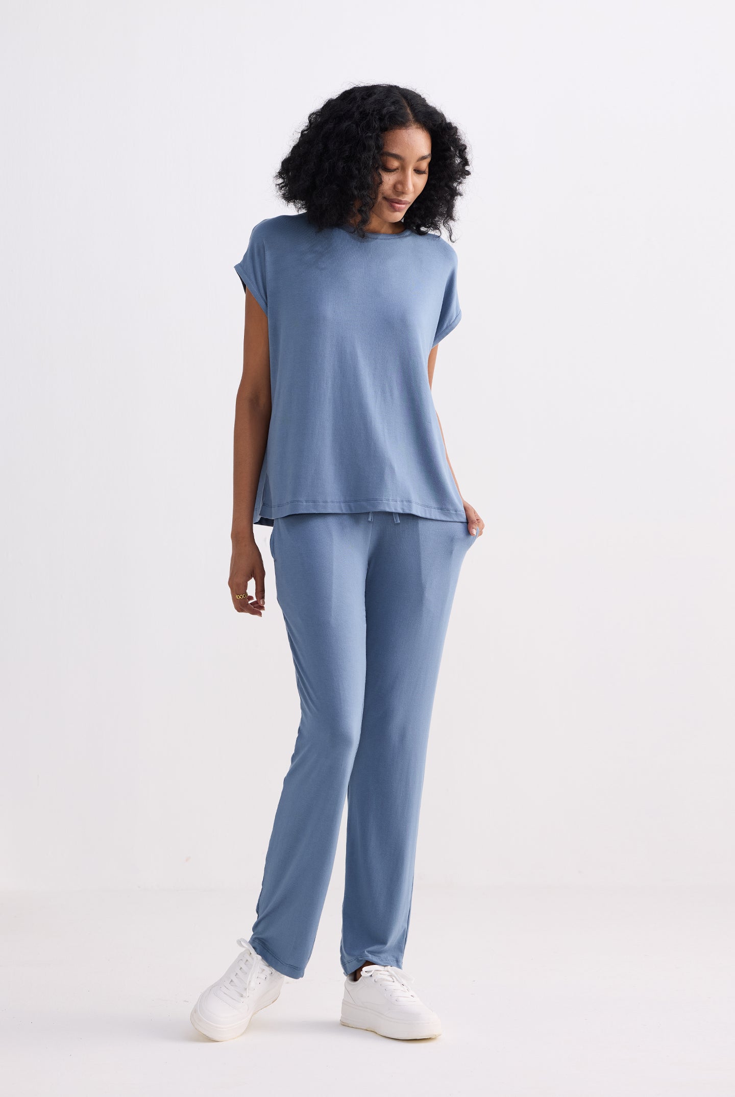 Wide Leg Pant in Blue Longshot