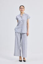 Relaxed-fit Shirt Set in Linen Stripes