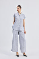 Relaxed-fit Shirt Set in Linen Stripes