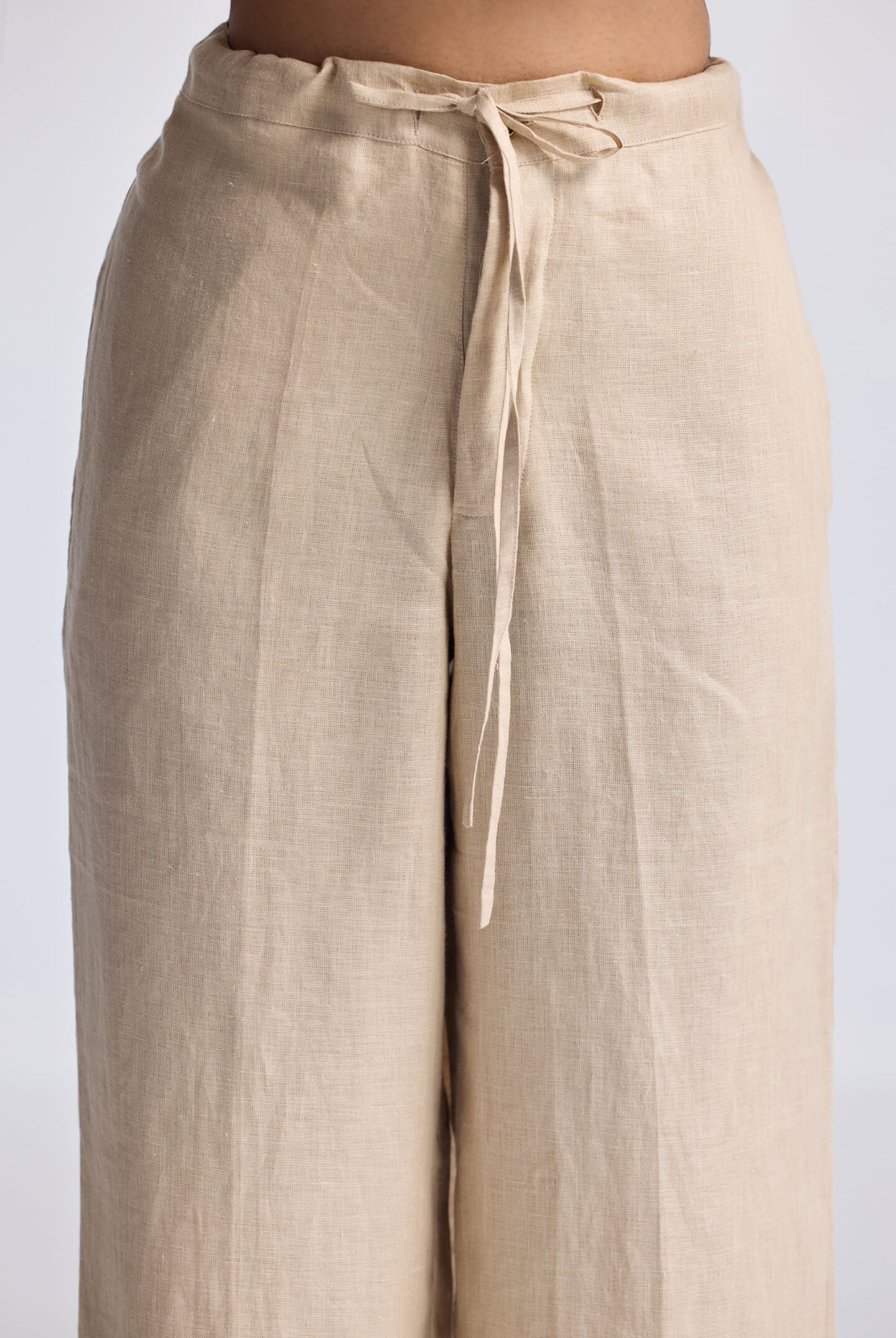 Wide Leg Pants in Hemp Closeup Shot
