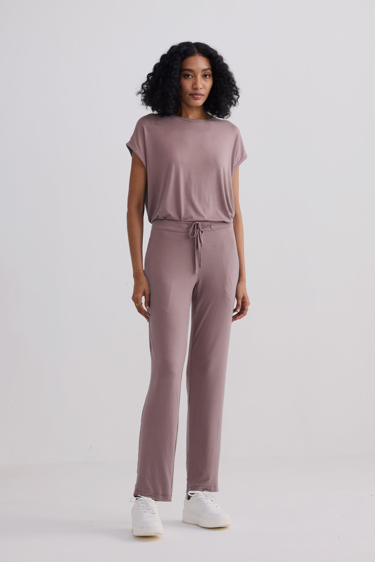 Dusty rose wide leg pants for women