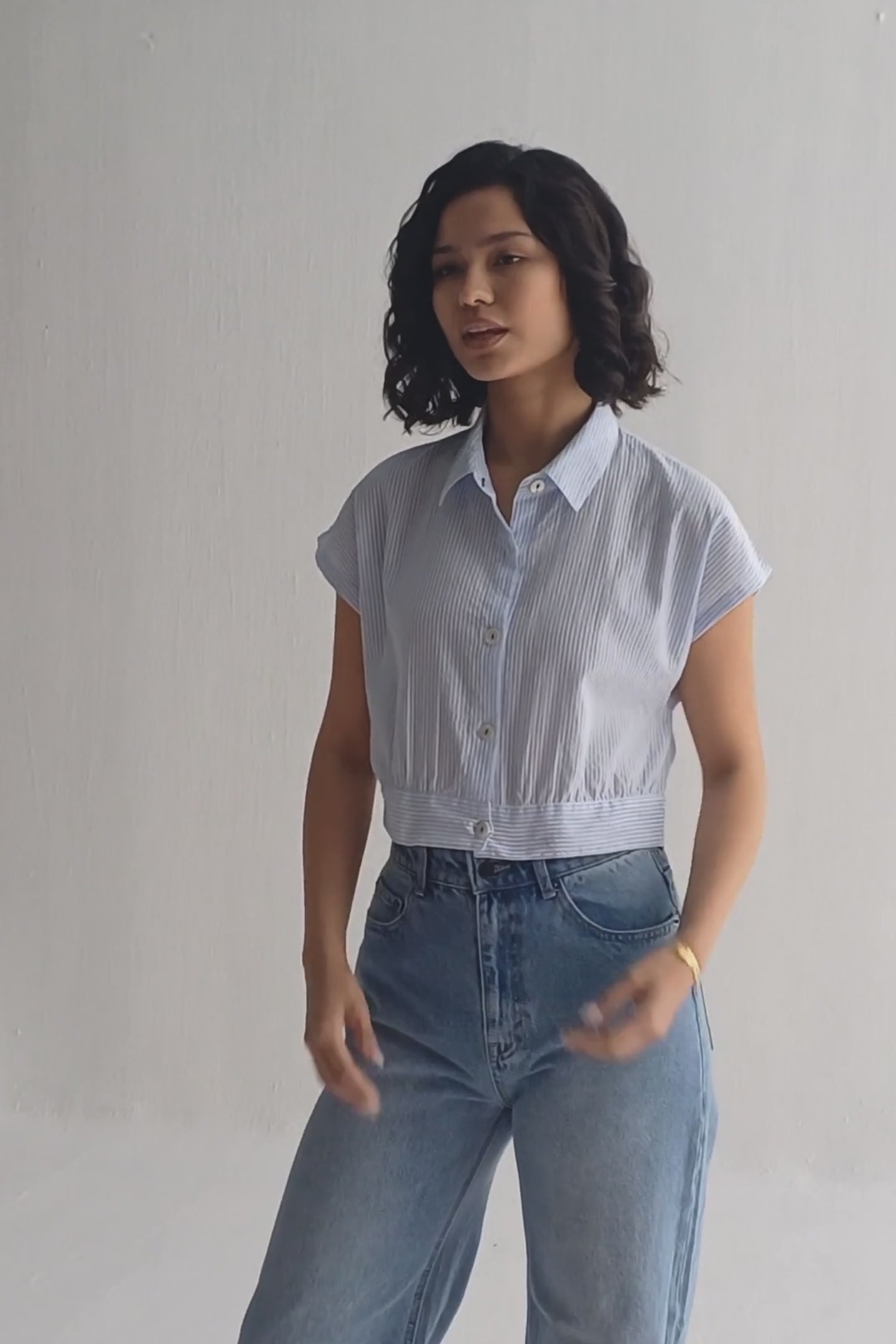 Oversized Crop Shirt in Classic Stripes Moodshot Video