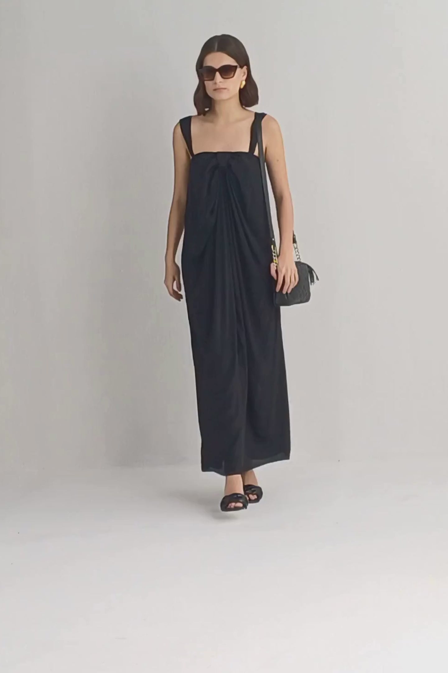 Twilight Twist Strappy Maxi Dress in Black Longshot