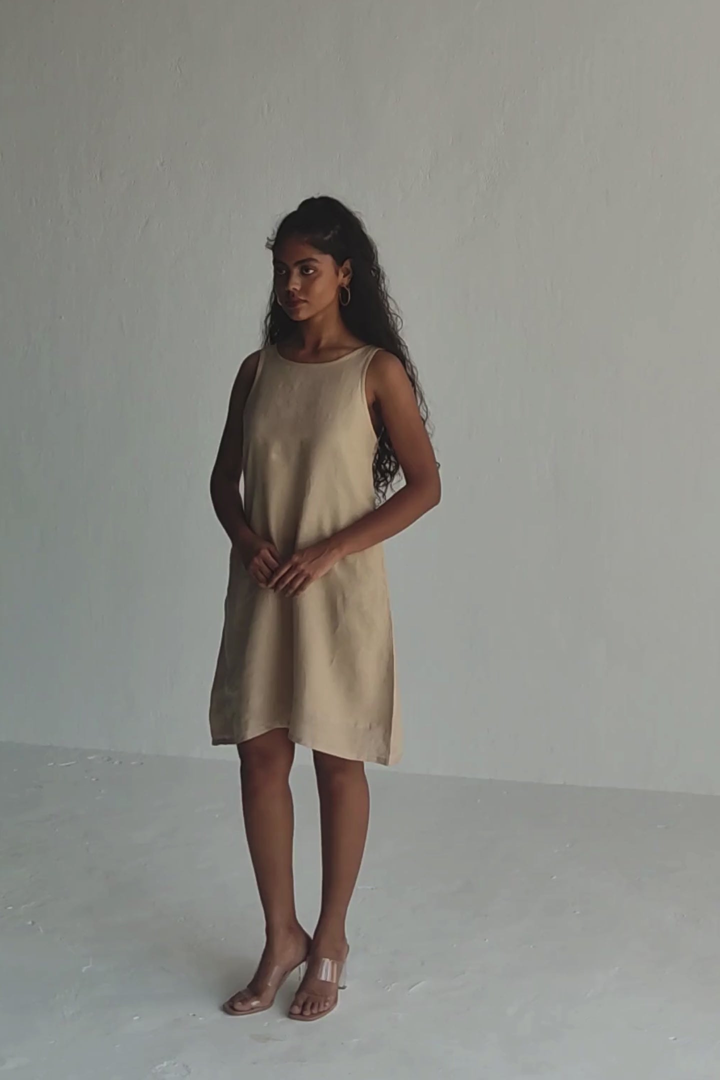 Hemp Short Dress with Back Embroidered Lace Detail Moodshot Video