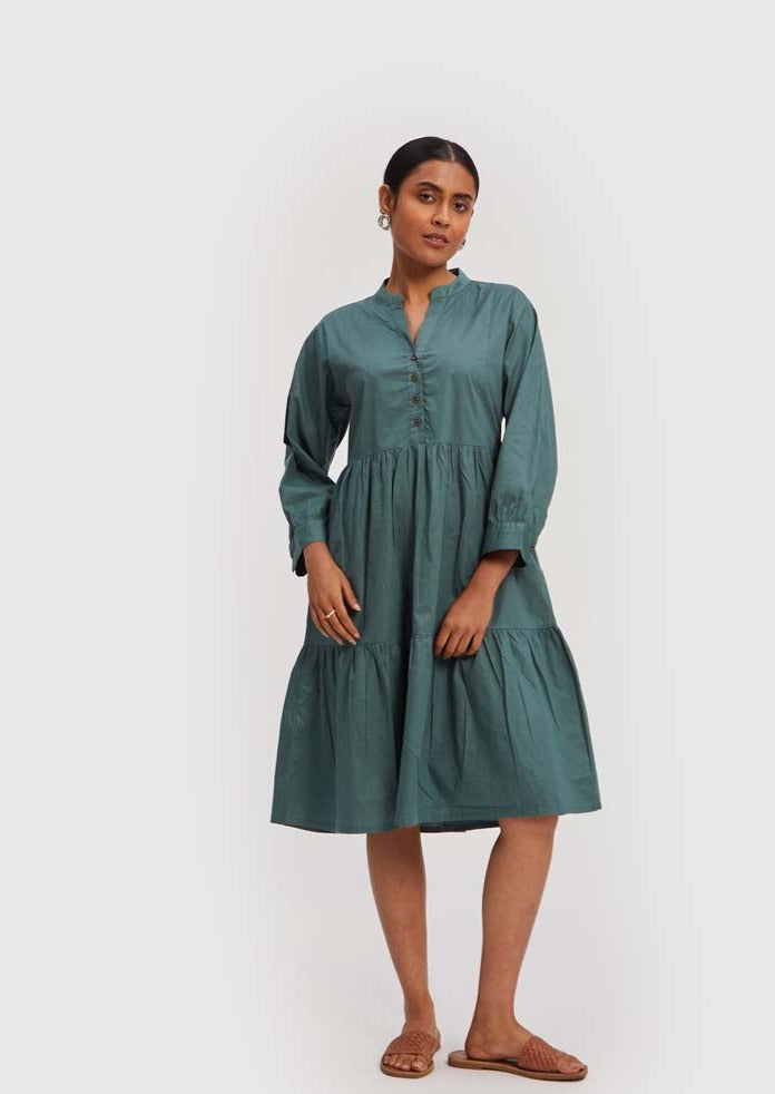 GreenRuchedMidiDress-3