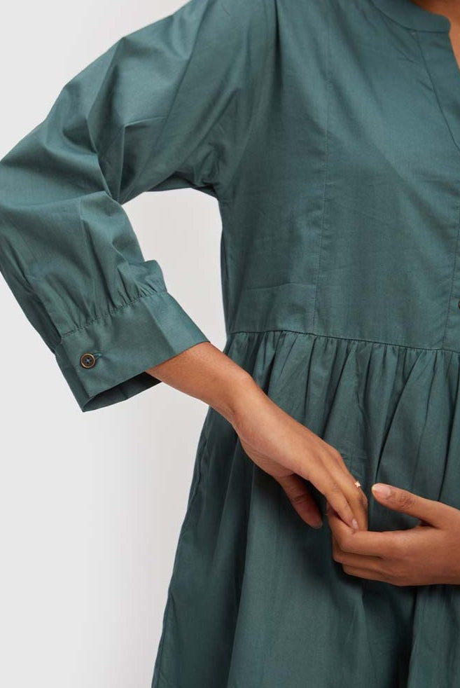 GreenRuchedMidiDress-4