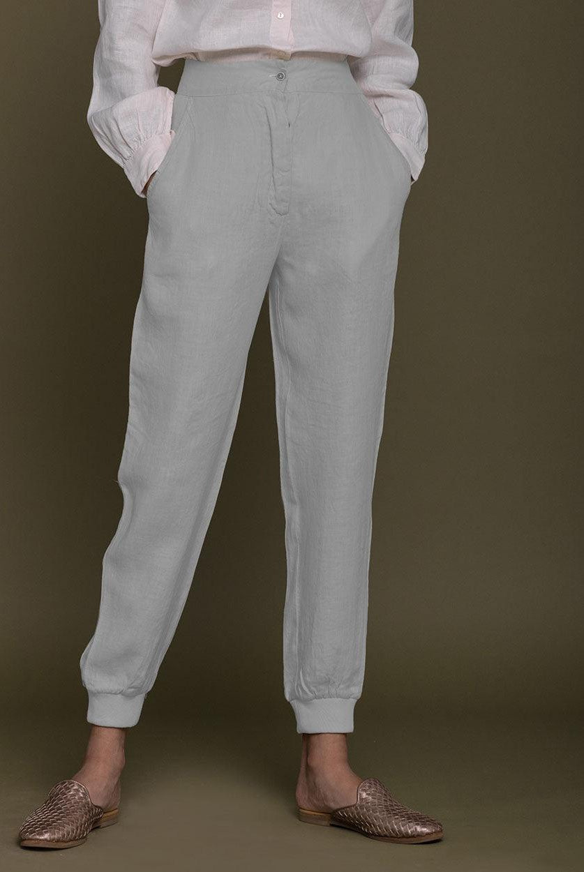 grey hemp joggers perfect for a summer evening