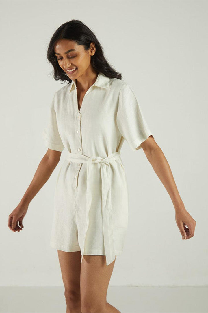 Barefoot in the Park Romper in Off-white