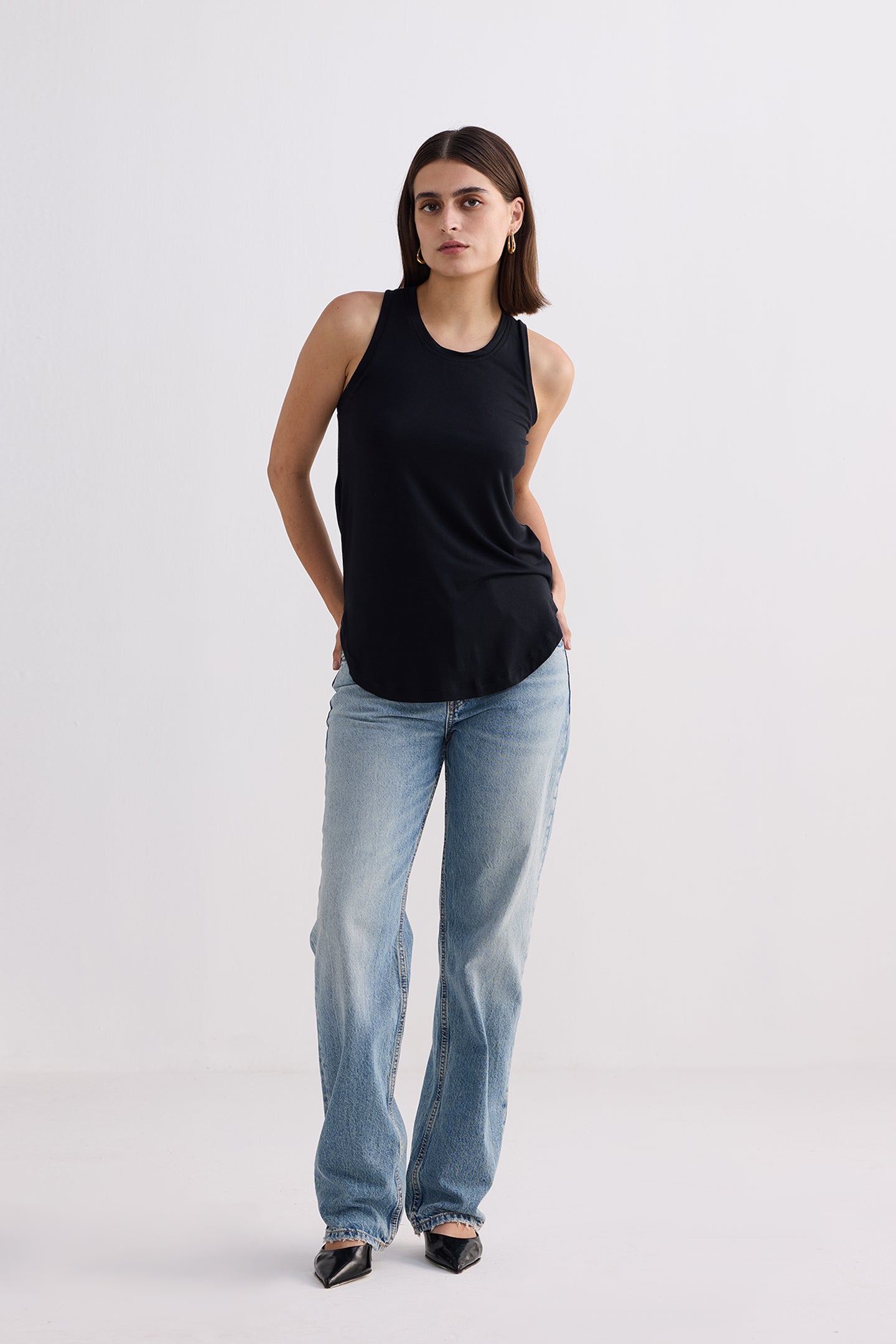 Back to Basics Top in Black Longshot