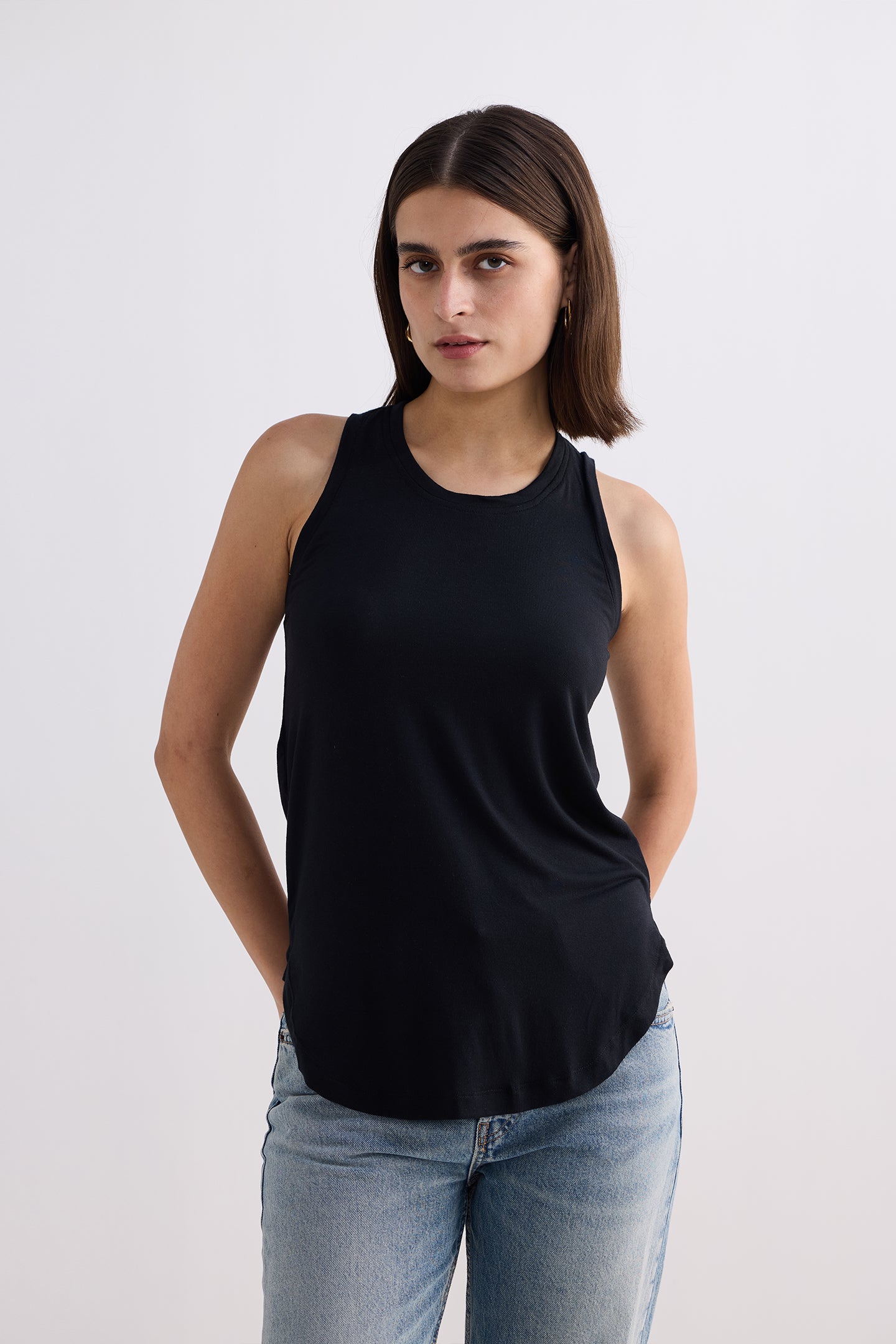 Back to Basics Top in Black Longshot