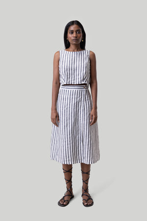 Boxy Crop Top in Linen Stripes