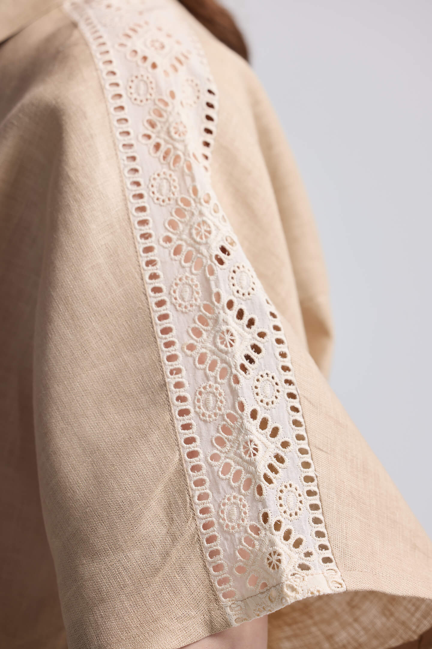 Boxy Shirt with Lace Closeup Shot