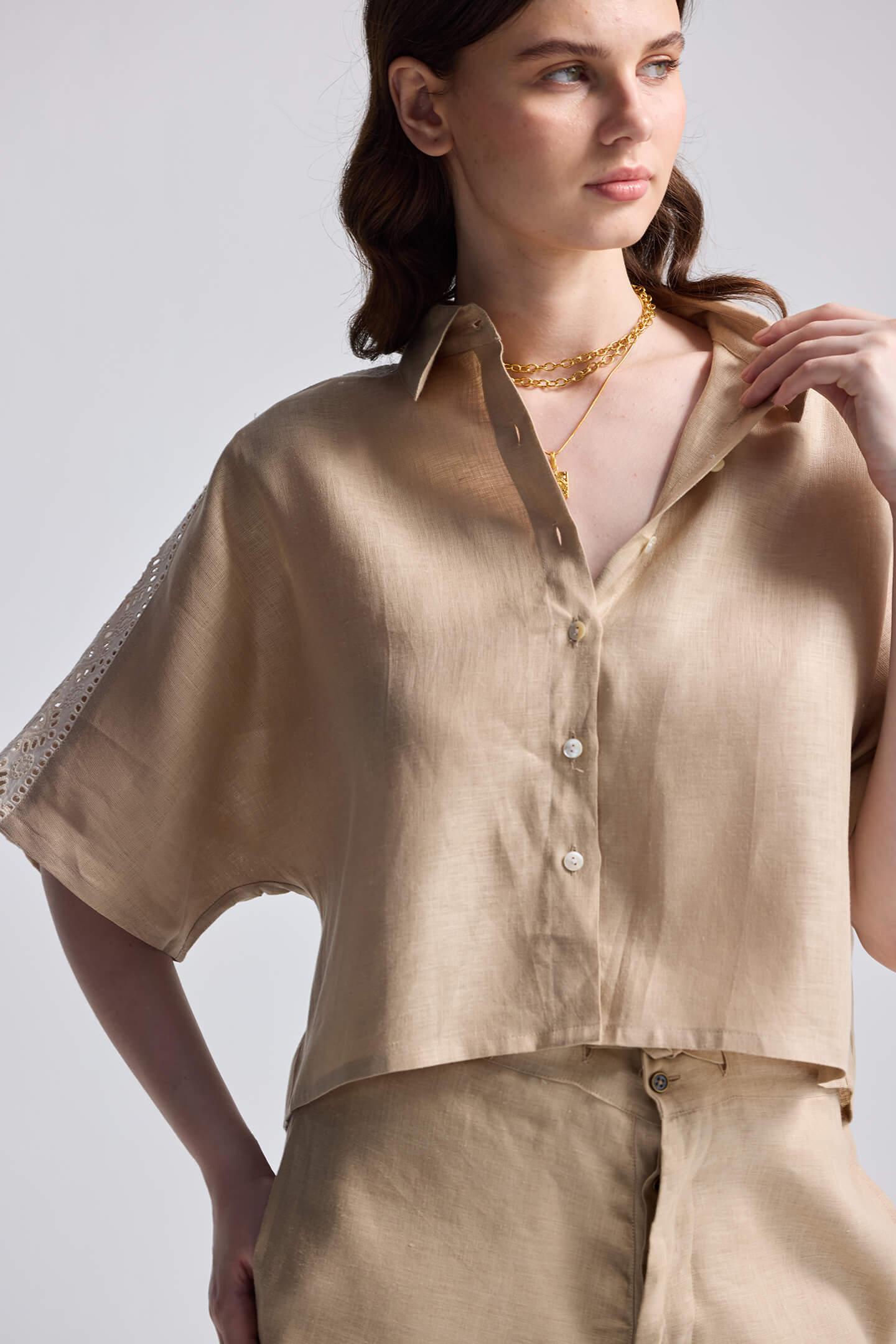 Boxy Shirt with Lace Closeup Shot