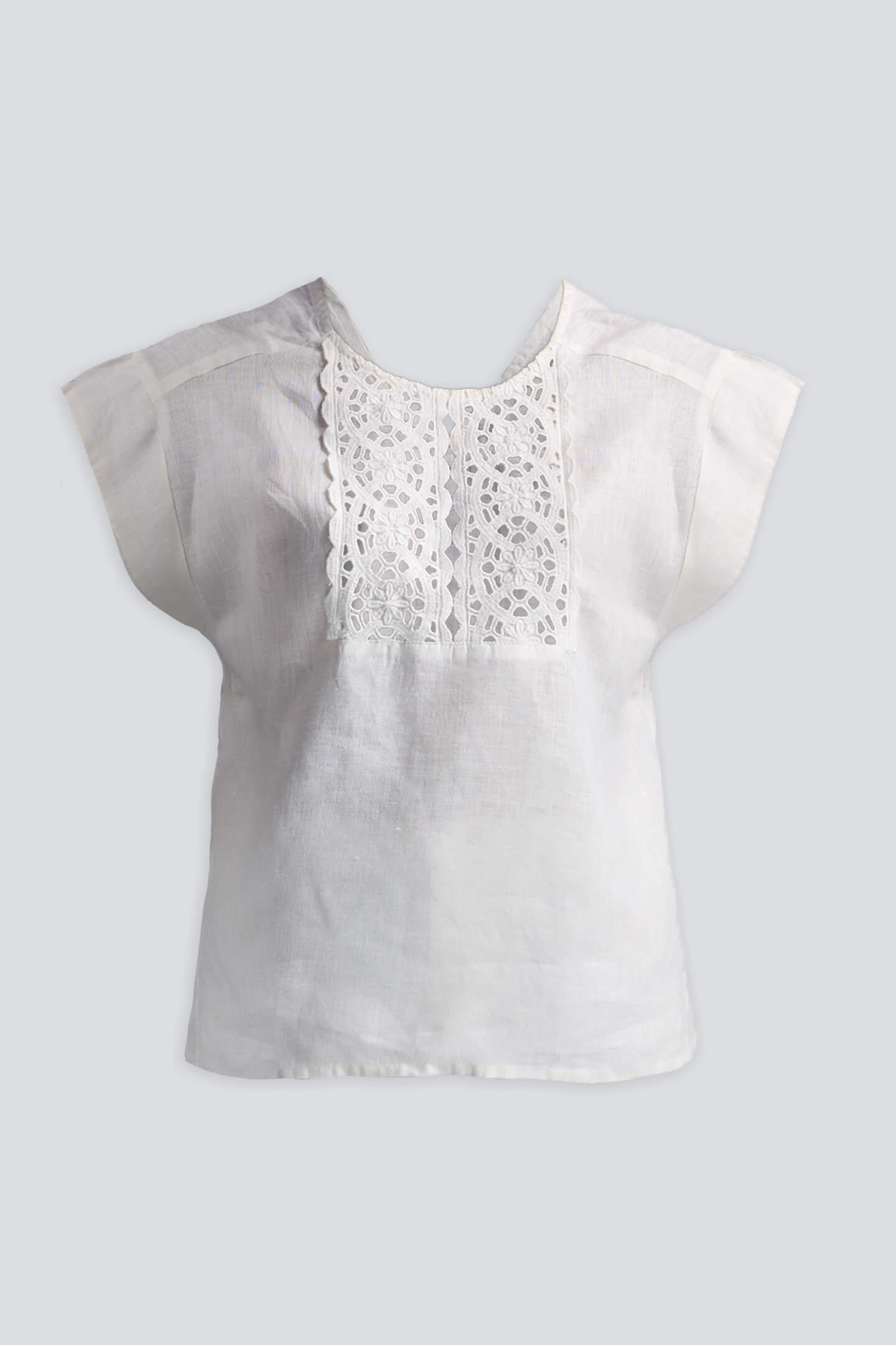 Boxy shirt with Embroidered Lace Detail Flat Lay