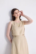 Breezy Summer Set in Neutral Beige by reistor – effortlessly elegant women’s sleeveless co-ord set with sustainable fabric and modern fit