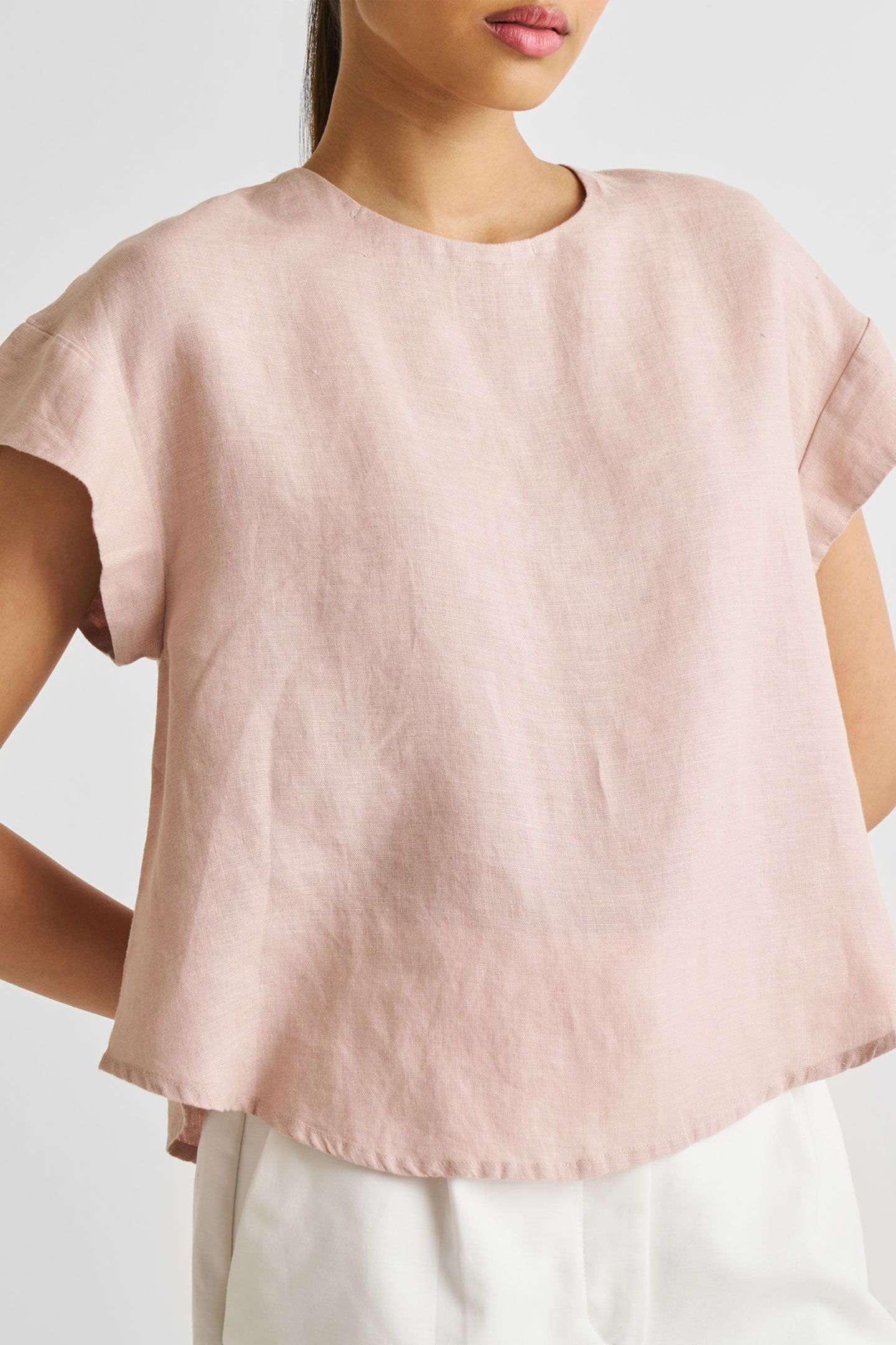 Cap Sleeved Everyday Top in Dusty Pink Medium Shot