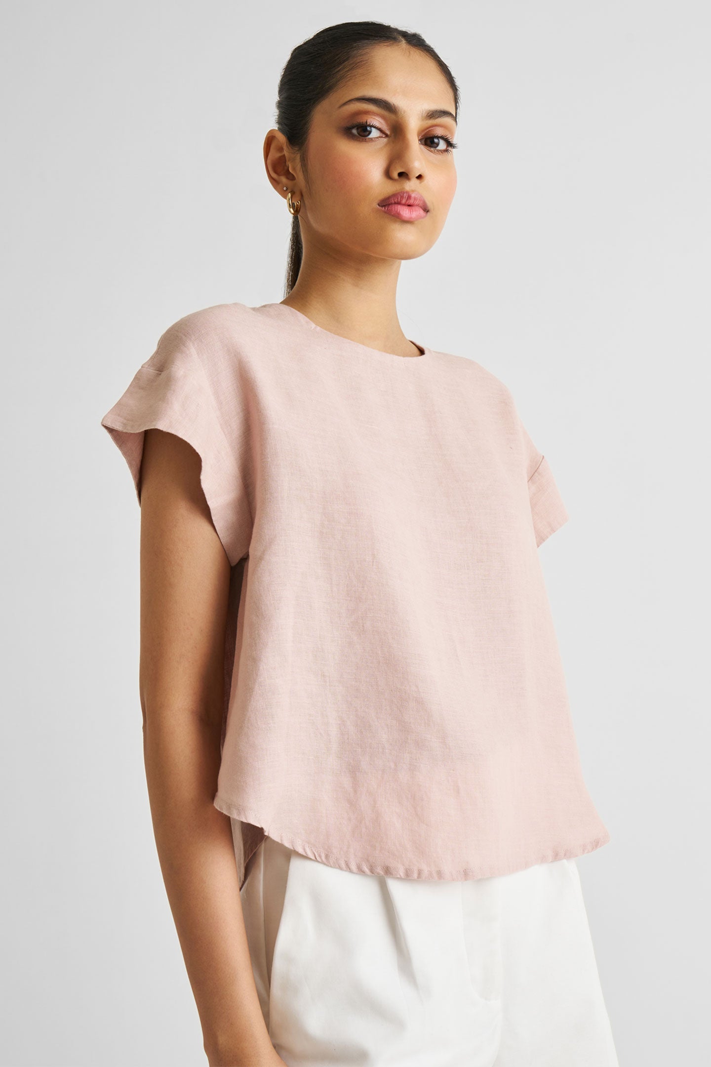 Cap Sleeved Everyday Top in Dusty Pink