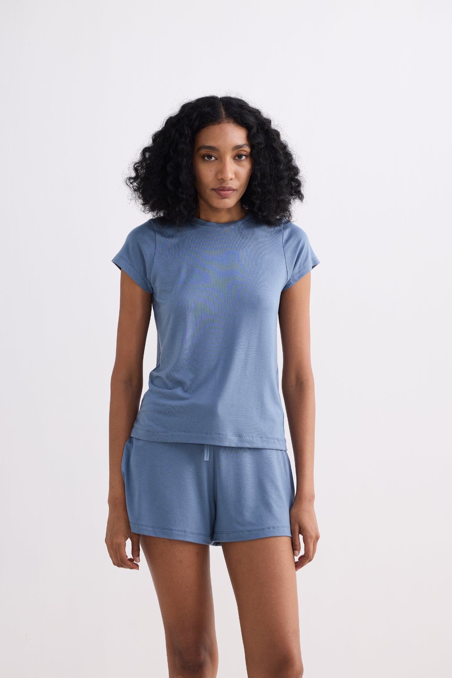 Essential Short Sleeve Tee Set in Blue Longshot