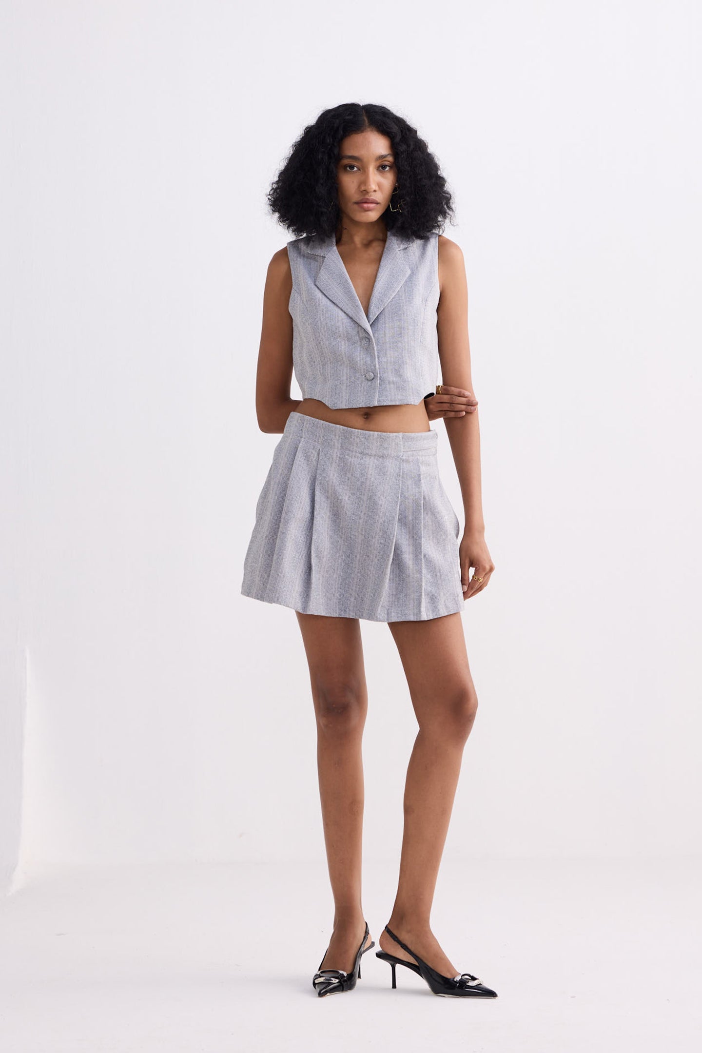 Cotton Tweed Skort in Grey Longshot