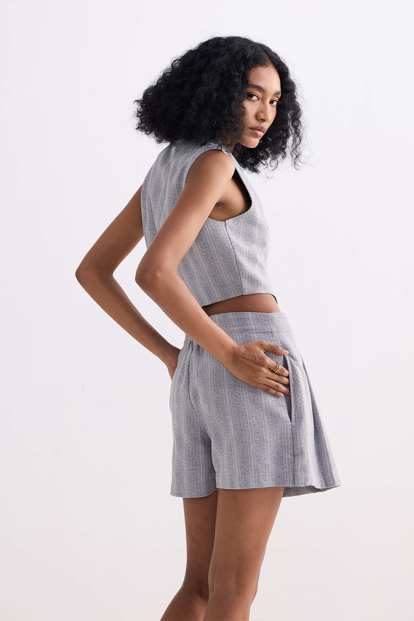 Cotton Tweed Skort in Grey Longshot