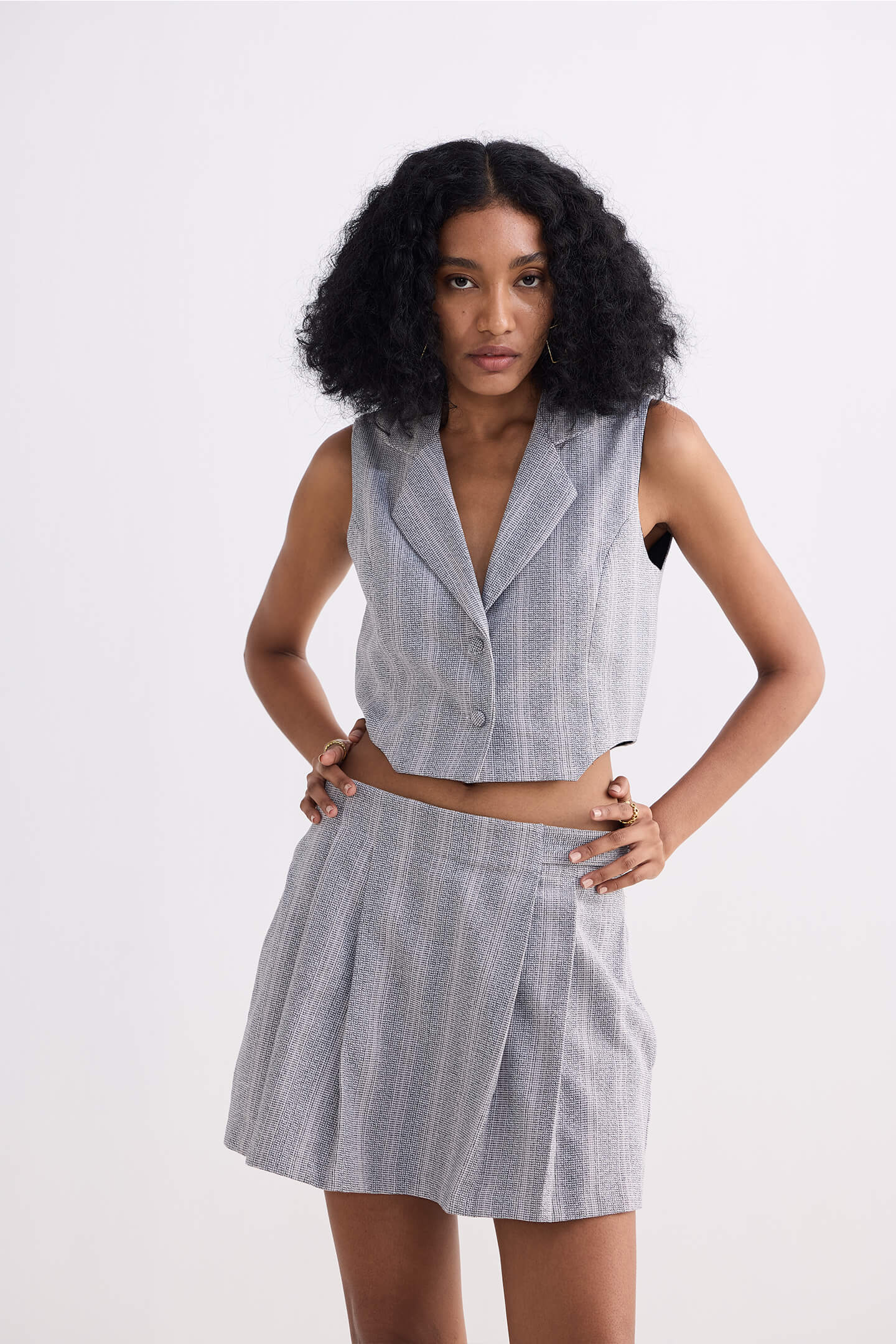 Cotton Tweed Skort in Grey Longshot