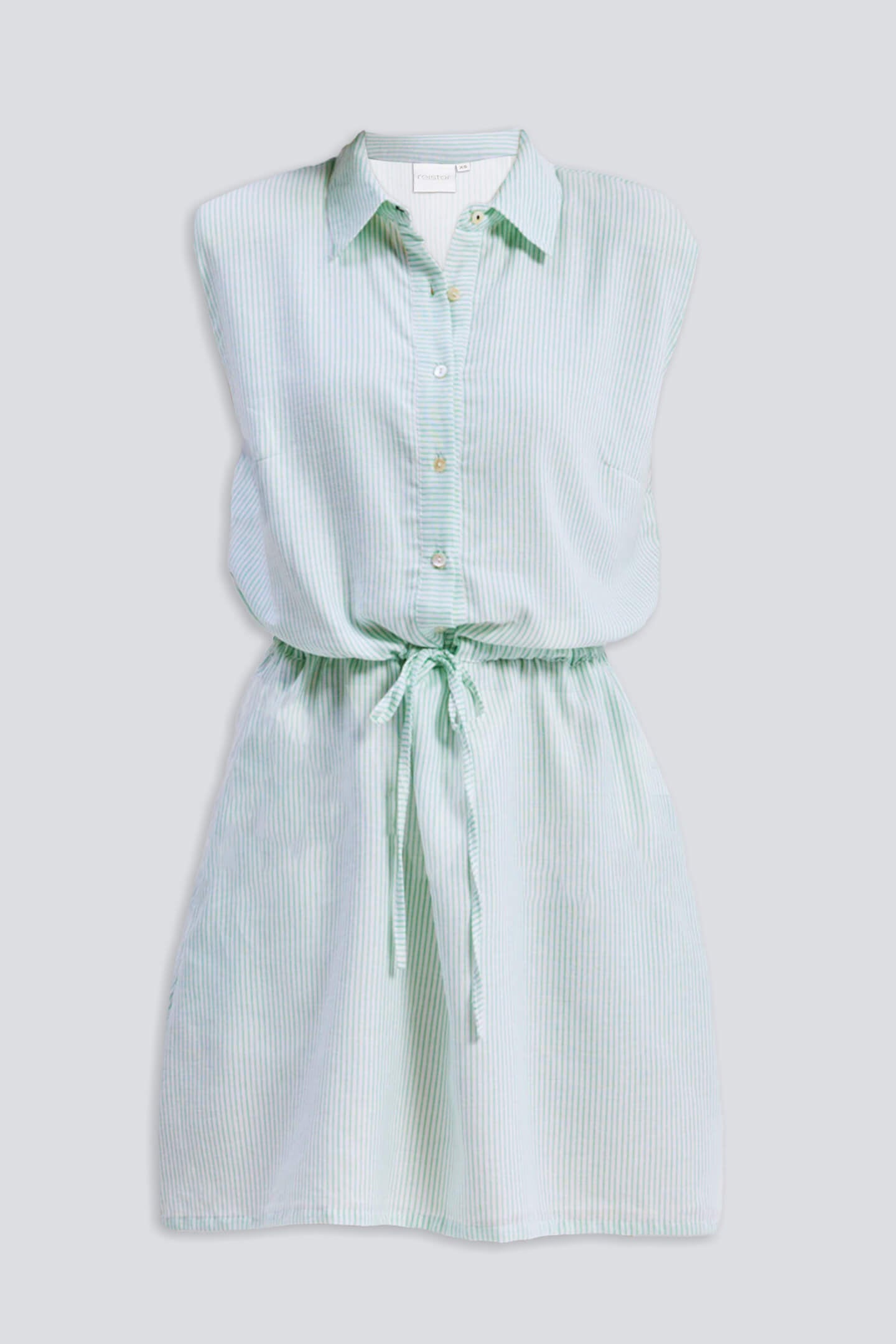 Drawstring Shirt Dress in Stripes Flat Lay