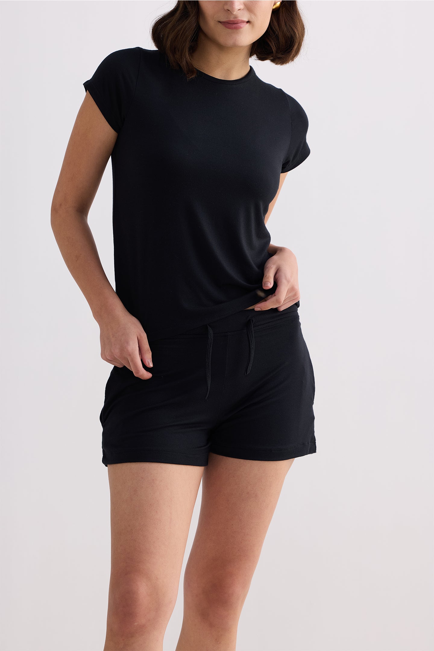 Essential Knit Shorts in Black Closeup