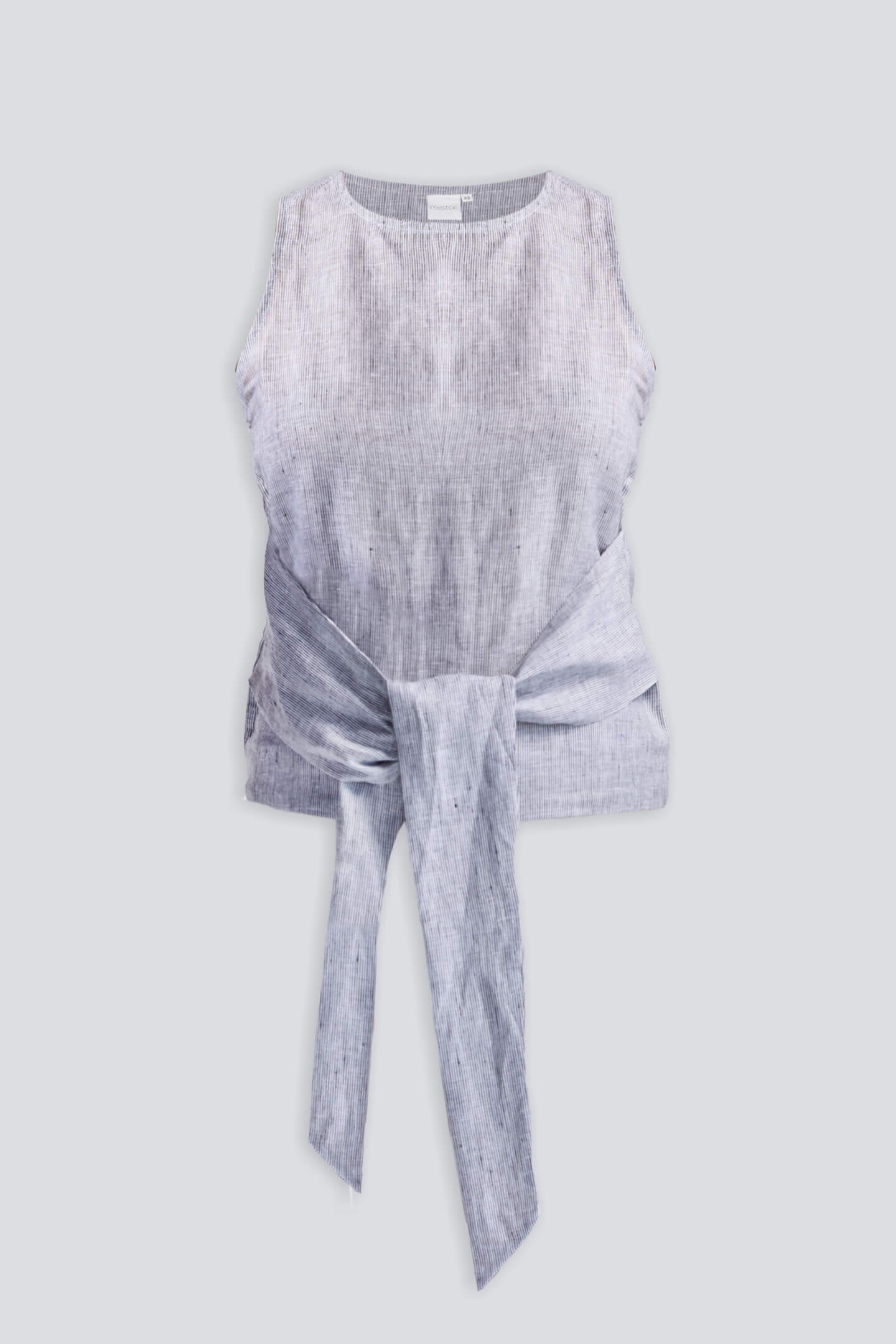 Front-tie Top in Linen Stripes Flat Lay