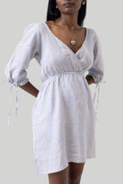 GATHEREDELBOWSLEEVESHORTDRESS7