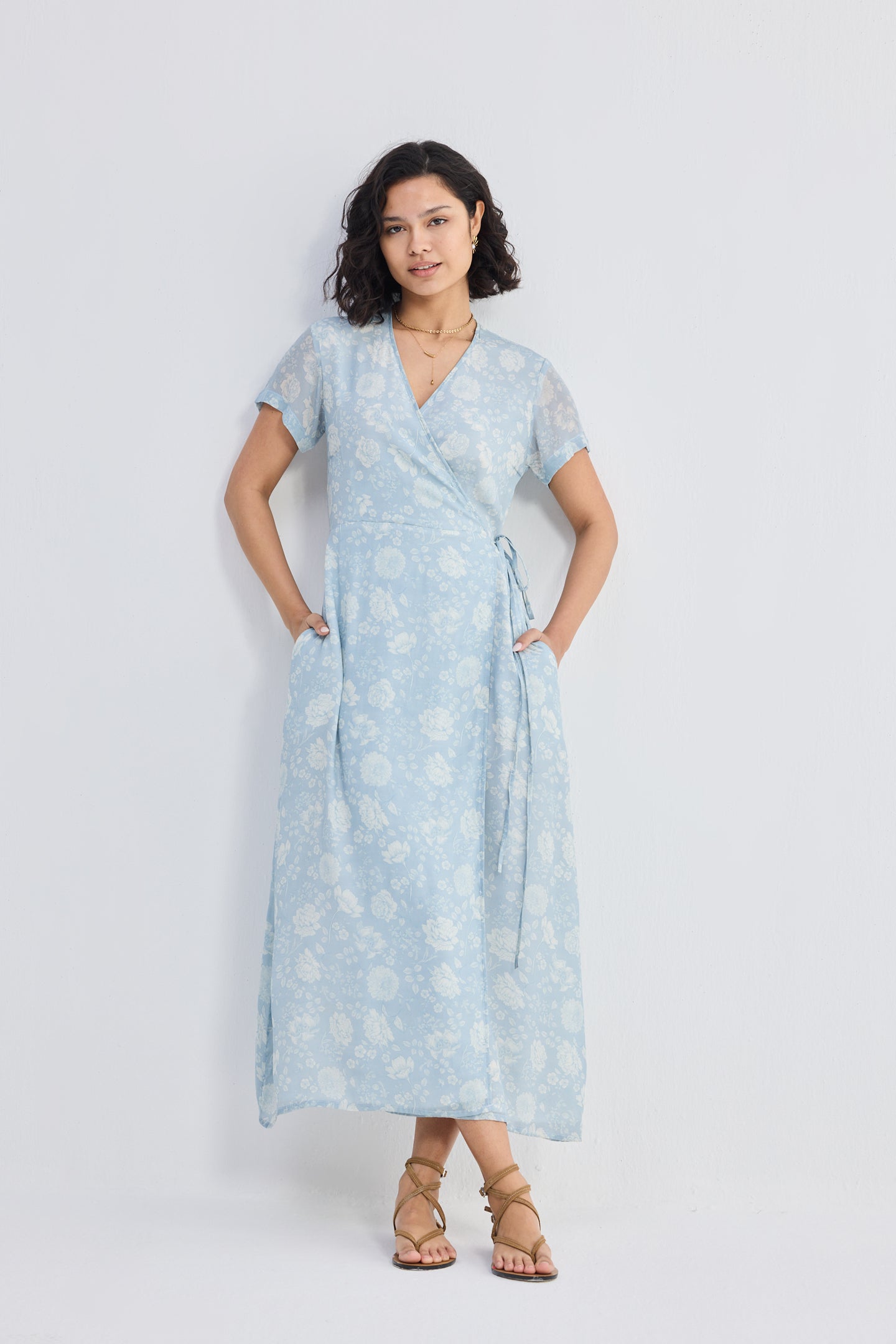 Maxi Wrap Dress in Florals Longshot