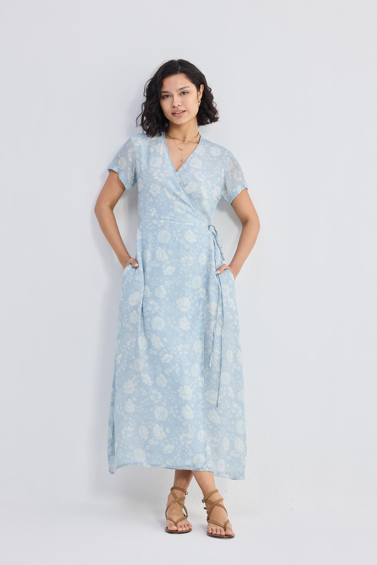 Maxi Wrap Dress in Florals Longshot
