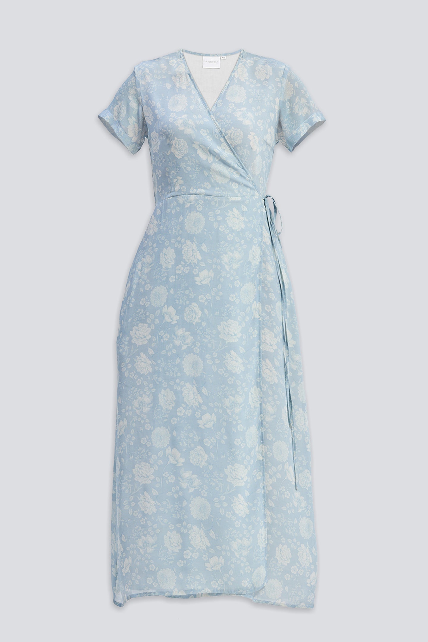 Maxi Wrap Dress in Florals Flat lay