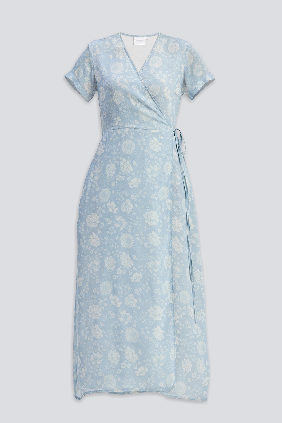 Maxi Wrap Dress in Florals Flat lay