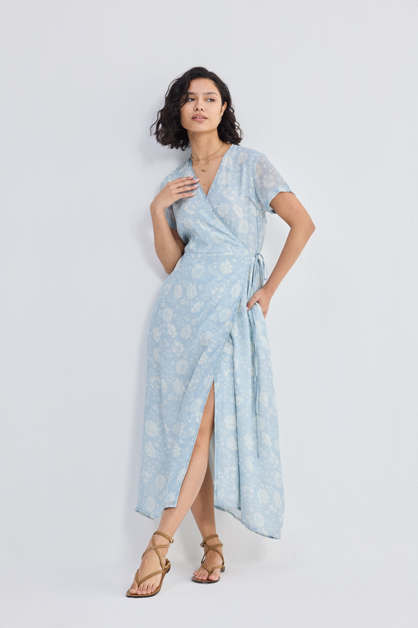 Maxi Wrap Dress in Florals Longshot