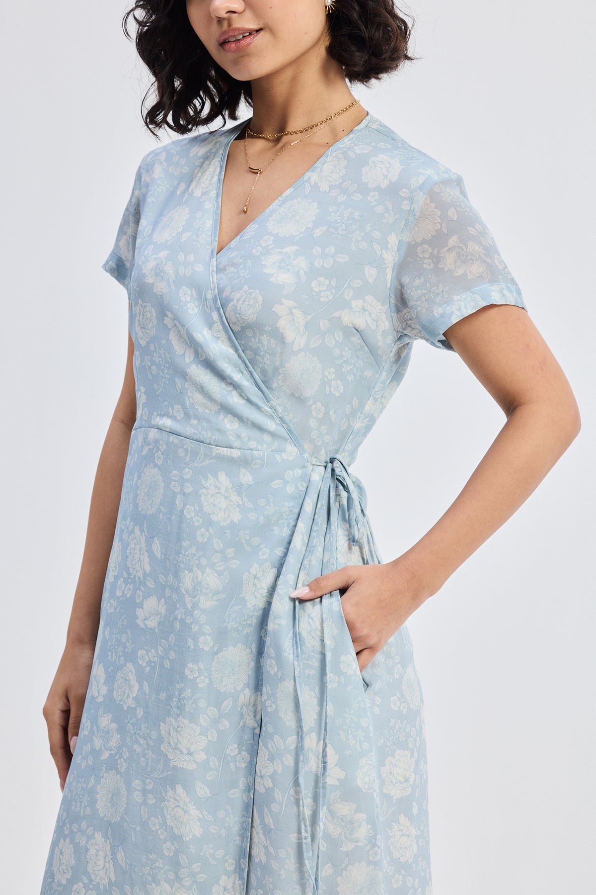 Maxi Wrap Dress in Florals Closeup